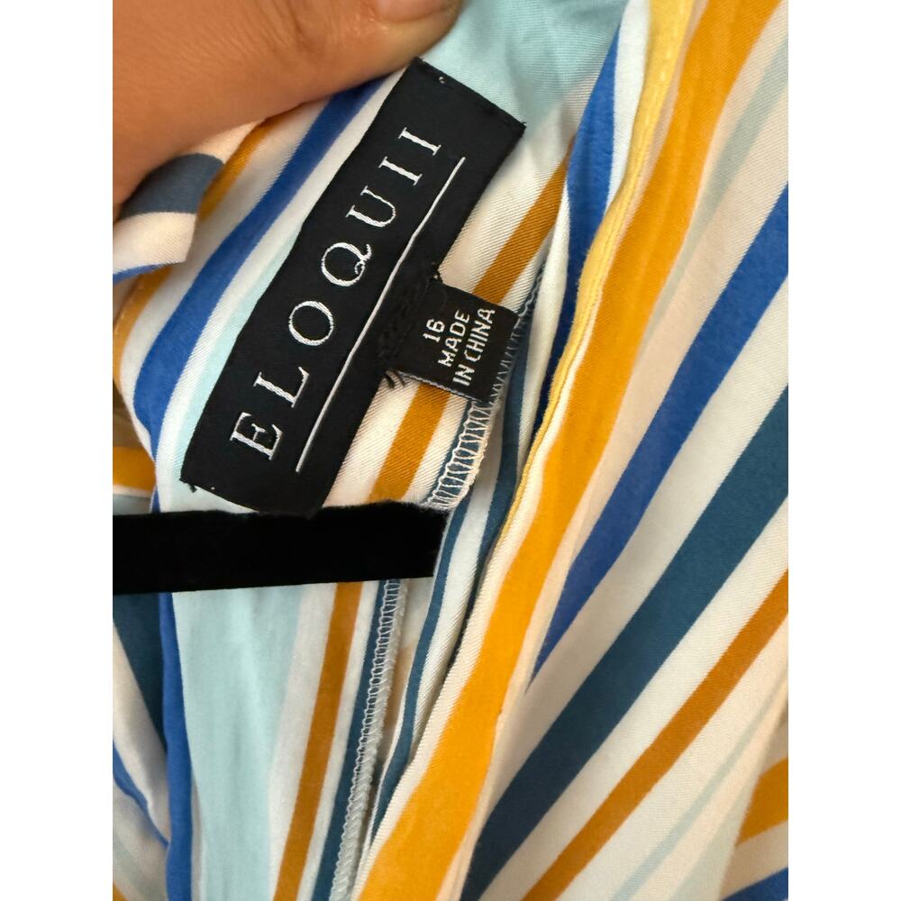 Eloquii Blue & Yellow Striped Dress Size Striped 16 - Picture 10 of 10